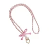 Original new spring and summer candy-colored striped bow, long crossbody shoulder strap, mobile phone lanyard, ID card and name tag neckband Item Picture